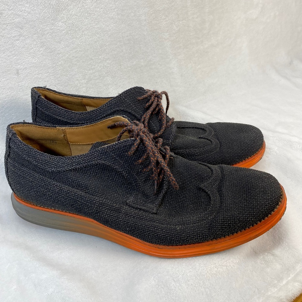 Cole Haan Lunarlon‎ Oxford Dress Shoes Wingtip Black Orange Mens Size 10M